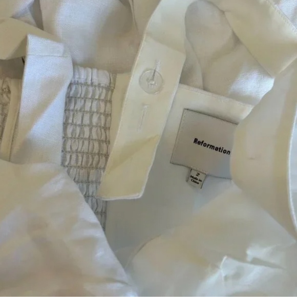 BEST Reformation Balia Linen Midi Dress - White Wedding Causal Party Classic - Picture 7 of 11